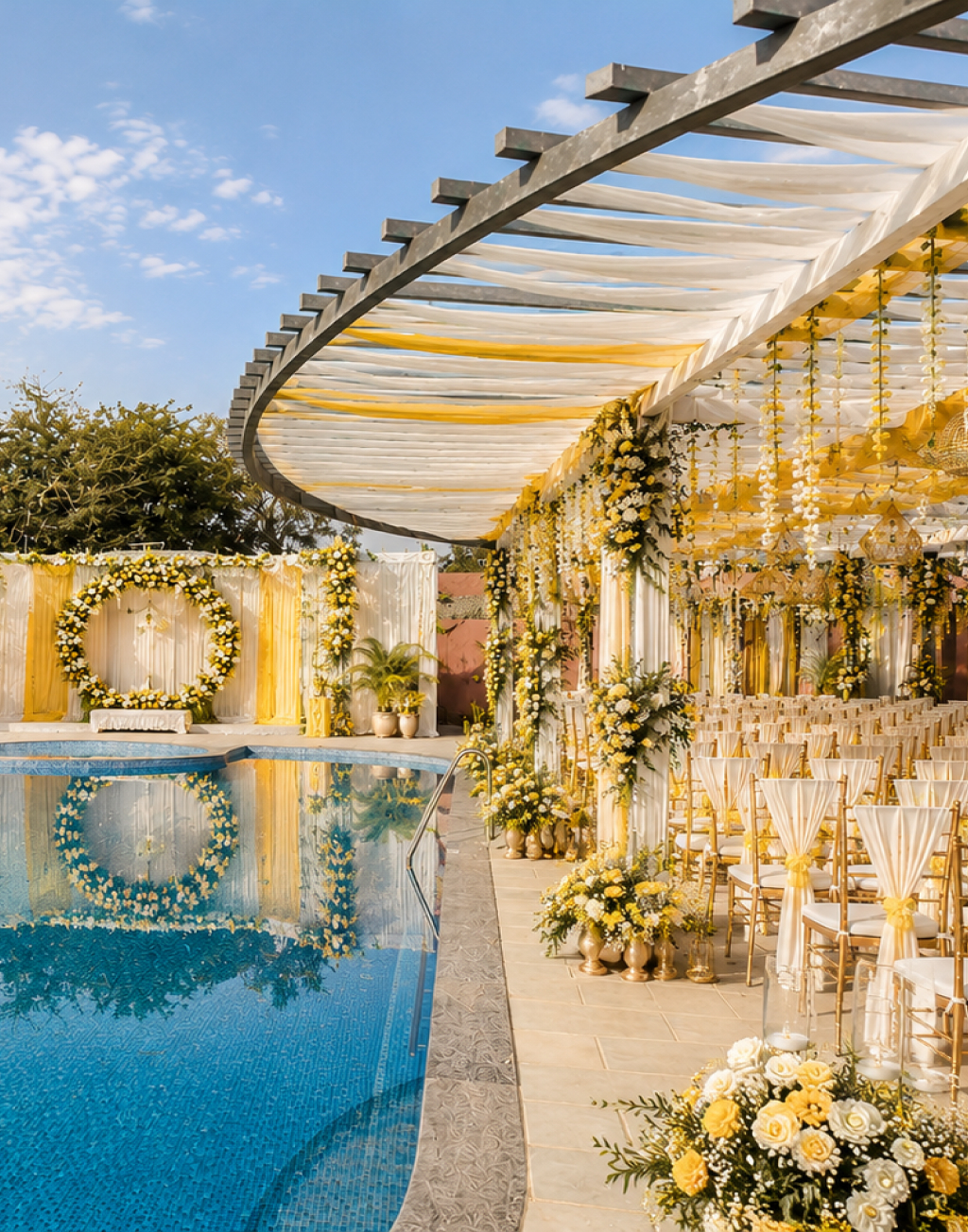 Wedding venue poolside